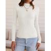 imageZESICA Womens Fall Long Sleeve Turtleneck T Shirt Ribbed Knit Sweater Slim Fit Basic Casual Tee TopsWhite