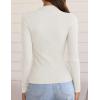 imageZESICA Womens Fall Long Sleeve Turtleneck T Shirt Ribbed Knit Sweater Slim Fit Basic Casual Tee TopsWhite