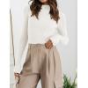 imageZESICA Womens Fall Long Sleeve Turtleneck T Shirt Ribbed Knit Sweater Slim Fit Basic Casual Tee TopsWhite