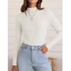imageZESICA Womens Fall Long Sleeve Turtleneck T Shirt Ribbed Knit Sweater Slim Fit Basic Casual Tee TopsWhite