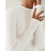 imageZESICA Womens Fall Long Sleeve Turtleneck T Shirt Ribbed Knit Sweater Slim Fit Basic Casual Tee TopsWhite