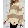 imageZESICA Womens Fall Sweatshirt Tops Crewneck Long Sleeve Loose Oversized Striped Fleece Pullover 2025 ClothesApricot
