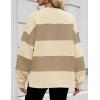 imageZESICA Womens Fall Sweatshirt Tops Crewneck Long Sleeve Loose Oversized Striped Fleece Pullover 2025 ClothesApricot