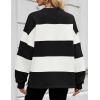 imageZESICA Womens Fall Sweatshirt Tops Crewneck Long Sleeve Loose Oversized Striped Fleece Pullover 2025 ClothesBlack