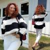 imageZESICA Womens Fall Sweatshirt Tops Crewneck Long Sleeve Loose Oversized Striped Fleece Pullover 2025 ClothesBlack