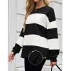 imageZESICA Womens Fall Sweatshirt Tops Crewneck Long Sleeve Loose Oversized Striped Fleece Pullover 2025 ClothesBlack