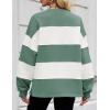 imageZESICA Womens Fall Sweatshirt Tops Crewneck Long Sleeve Loose Oversized Striped Fleece Pullover 2025 ClothesGreen