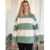 imageZESICA Womens Fall Sweatshirt Tops Crewneck Long Sleeve Loose Oversized Striped Fleece Pullover 2025 ClothesGreen