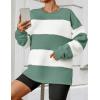 imageZESICA Womens Fall Sweatshirt Tops Crewneck Long Sleeve Loose Oversized Striped Fleece Pullover 2025 ClothesGreen