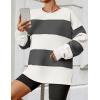 imageZESICA Womens Fall Sweatshirt Tops Crewneck Long Sleeve Loose Oversized Striped Fleece Pullover 2025 ClothesGrey