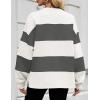 imageZESICA Womens Fall Sweatshirt Tops Crewneck Long Sleeve Loose Oversized Striped Fleece Pullover 2025 ClothesGrey