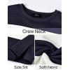 imageZESICA Womens Fall Sweatshirt Tops Crewneck Long Sleeve Loose Oversized Striped Fleece Pullover 2025 ClothesNavy