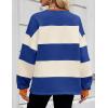 imageZESICA Womens Fall Sweatshirt Tops Crewneck Long Sleeve Loose Oversized Striped Fleece Pullover 2025 ClothesRoyal Blue