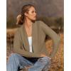 imageZESICA Womens Fall Winter Long Sleeve Open Front Casual Lightweight Soft Knit Cardigan Sweater OuterwearLightkhaki