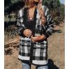 imageZESICA Womens Fall Winter Long Sleeves Open Front Leopard Print Knitted Sweater Cardigan Coat OutwearBlack Plaid