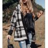 imageZESICA Womens Fall Winter Long Sleeves Open Front Leopard Print Knitted Sweater Cardigan Coat OutwearBlack Plaid
