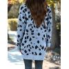 imageZESICA Womens Fall Winter Long Sleeves Open Front Leopard Print Knitted Sweater Cardigan Coat OutwearBlue