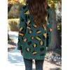 imageZESICA Womens Fall Winter Long Sleeves Open Front Leopard Print Knitted Sweater Cardigan Coat OutwearGreen