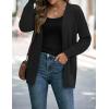 imageZESICA Womens Fall Winter Long Sleeves Open Front Leopard Print Knitted Sweater Cardigan Coat OutwearSolid Black