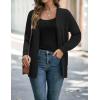 imageZESICA Womens Fall Winter Long Sleeves Open Front Leopard Print Knitted Sweater Cardigan Coat OutwearSolid Black