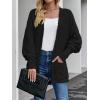 imageZESICA Womens Fall Winter Popcorn Long Sleeve Open Front Chunky Knit Oversized Cardigan Sweater CoatBlack