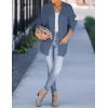 imageZESICA Womens Fall Winter Popcorn Long Sleeve Open Front Chunky Knit Oversized Cardigan Sweater CoatDusty Blue