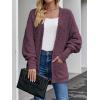 imageZESICA Womens Fall Winter Popcorn Long Sleeve Open Front Chunky Knit Oversized Cardigan Sweater CoatMaroon