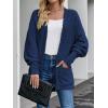 imageZESICA Womens Fall Winter Popcorn Long Sleeve Open Front Chunky Knit Oversized Cardigan Sweater CoatNavy