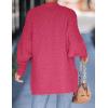 imageZESICA Womens Fall Winter Popcorn Long Sleeve Open Front Chunky Knit Oversized Cardigan Sweater CoatRose