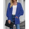 imageZESICA Womens Fall Winter Popcorn Long Sleeve Open Front Chunky Knit Oversized Cardigan Sweater CoatRoyal Blue