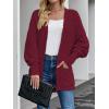 imageZESICA Womens Fall Winter Popcorn Long Sleeve Open Front Chunky Knit Oversized Cardigan Sweater CoatWine