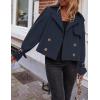 imageZESICA Womens Long Sleeve Crop Trench Coat Lapel Double Breasted Loose Casual Jacket with PocketsDarkblue