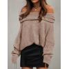 imageZESICA Womens Off The Shoulder Fall Sweaters Oversized Long Sleeve Pullover Tops 2025 Fashion Outfit ClothesApricot