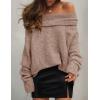 imageZESICA Womens Off The Shoulder Fall Sweaters Oversized Long Sleeve Pullover Tops 2025 Fashion Outfit ClothesApricot