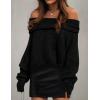 imageZESICA Womens Off The Shoulder Fall Sweaters Oversized Long Sleeve Pullover Tops 2025 Fashion Outfit ClothesBlack