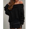 imageZESICA Womens Off The Shoulder Fall Sweaters Oversized Long Sleeve Pullover Tops 2025 Fashion Outfit ClothesBlack