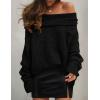 imageZESICA Womens Off The Shoulder Fall Sweaters Oversized Long Sleeve Pullover Tops 2025 Fashion Outfit ClothesBlack