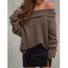 imageZESICA Womens Off The Shoulder Fall Sweaters Oversized Long Sleeve Pullover Tops 2025 Fashion Outfit ClothesCoffee