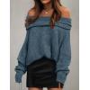 imageZESICA Womens Off The Shoulder Fall Sweaters Oversized Long Sleeve Pullover Tops 2025 Fashion Outfit ClothesDarkblue
