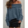 imageZESICA Womens Off The Shoulder Fall Sweaters Oversized Long Sleeve Pullover Tops 2025 Fashion Outfit ClothesDarkblue