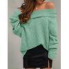 imageZESICA Womens Off The Shoulder Fall Sweaters Oversized Long Sleeve Pullover Tops 2025 Fashion Outfit ClothesGreen
