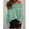 imageZESICA Womens Off The Shoulder Fall Sweaters Oversized Long Sleeve Pullover Tops 2025 Fashion Outfit ClothesGreen