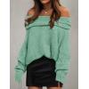 imageZESICA Womens Off The Shoulder Fall Sweaters Oversized Long Sleeve Pullover Tops 2025 Fashion Outfit ClothesGreen