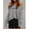 imageZESICA Womens Off The Shoulder Fall Sweaters Oversized Long Sleeve Pullover Tops 2025 Fashion Outfit ClothesGrey