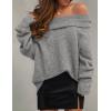 imageZESICA Womens Off The Shoulder Fall Sweaters Oversized Long Sleeve Pullover Tops 2025 Fashion Outfit ClothesGrey