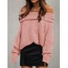 imageZESICA Womens Off The Shoulder Fall Sweaters Oversized Long Sleeve Pullover Tops 2025 Fashion Outfit ClothesPink