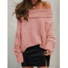 imageZESICA Womens Off The Shoulder Fall Sweaters Oversized Long Sleeve Pullover Tops 2025 Fashion Outfit ClothesPink