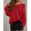 imageZESICA Womens Off The Shoulder Fall Sweaters Oversized Long Sleeve Pullover Tops 2025 Fashion Outfit ClothesRed
