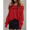 imageZESICA Womens Off The Shoulder Fall Sweaters Oversized Long Sleeve Pullover Tops 2025 Fashion Outfit ClothesRed