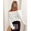 imageZESICA Womens Off The Shoulder Fall Sweaters Oversized Long Sleeve Pullover Tops 2025 Fashion Outfit ClothesWhite